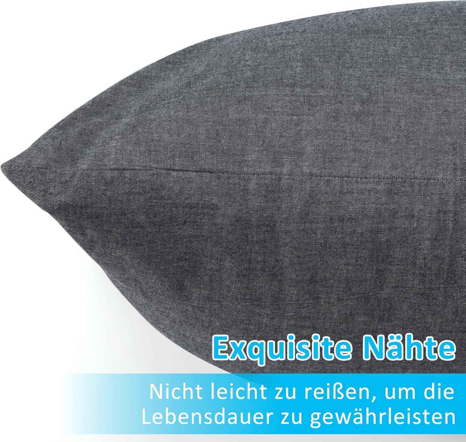2er Set Kissenbezug 50x70 cm Dunkelgrau Baumwolle Reißverschluss