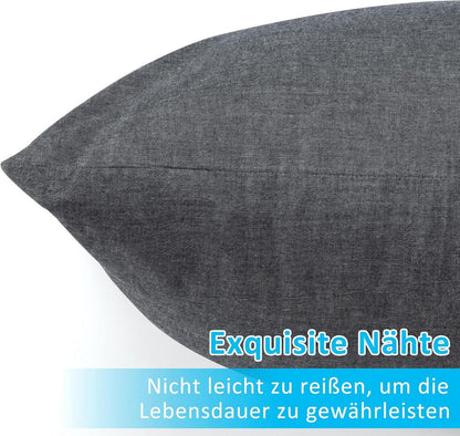 2er Set Kissenbezug 50x70 cm Dunkelgrau Baumwolle Reißverschluss