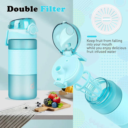 CodiCile Trinkflasche Kinder 500ml BPA frei Auslaufsicher Fruchteinsatz