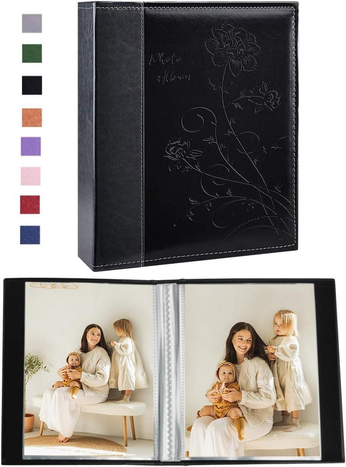 Kleines Fotoalbum 10x15cm 2er Pack Schwarz für Bilder 10x15 Vertikal