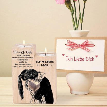 Kerzenständer Ich Liebe Dich Teelichthalter Holz Geschenk Paare