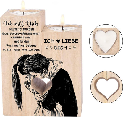 Kerzenständer mit Ich Liebe Dich - Romantisches Geschenk für Paare, Jahrestag, Hochzeitstag