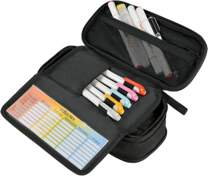 YOKUMA Federmäppchen Groß Schwarz Schule Etui für Jungen