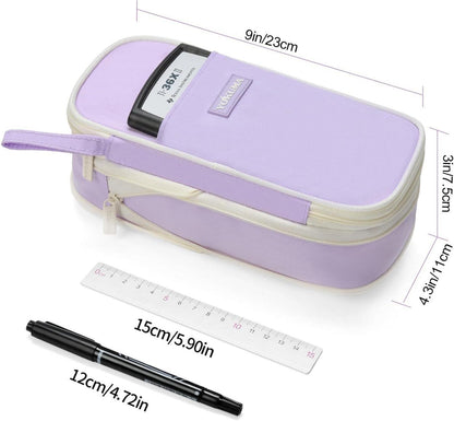 YOKUMA Federmäppchen Lila für Schule & Make-up, Mehrschichtig & Tragbar