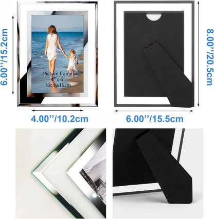 6er-Set Bilderrahmen 10x15 cm Silber Glasfotorahmen für
