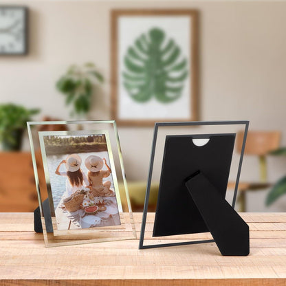 6er-Set Glasbilderrahmen Silber 10x15cm für Wohnzimmer Büro Tisch