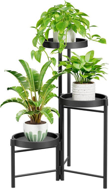 Pflanzenständer Metall 3 Ebenen Blumenregal Blumenständer Schwarz