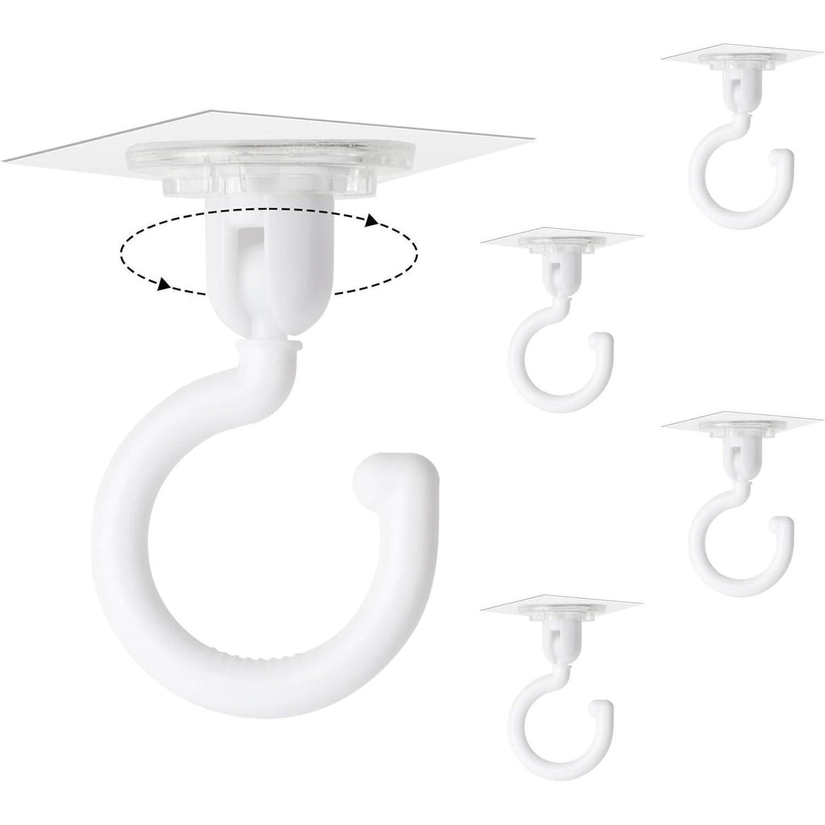 4x Drehbarer Klebehaken Extra Stark, Transparent, Ohne Bohren