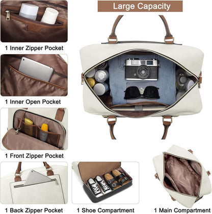 CLUCI Damen Reisetasche PU Leder Gepäck Umhängetasche Handgepäck Schwarz Beige Braun