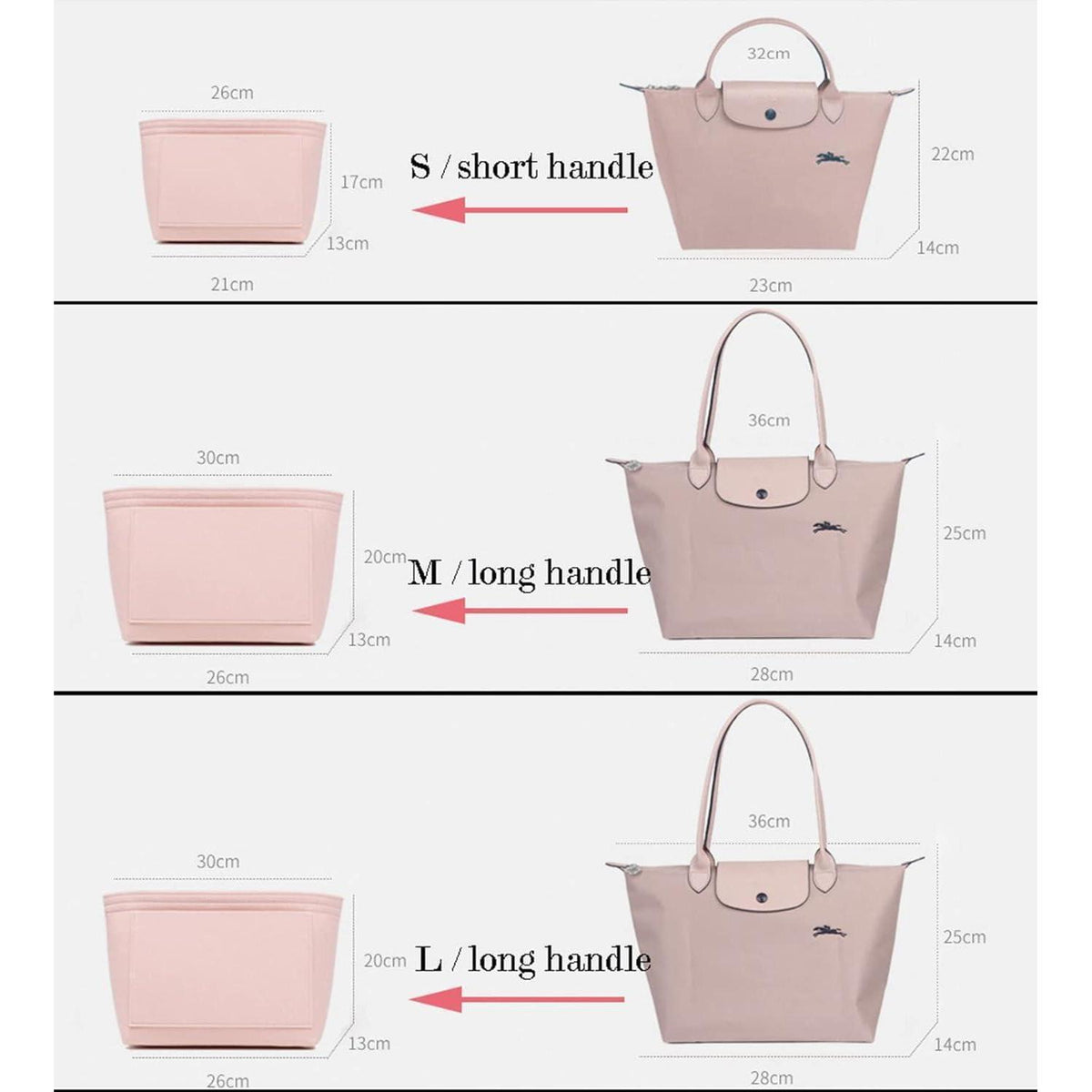 Taschenorganizer für Le Pliage L Dunkelgrau