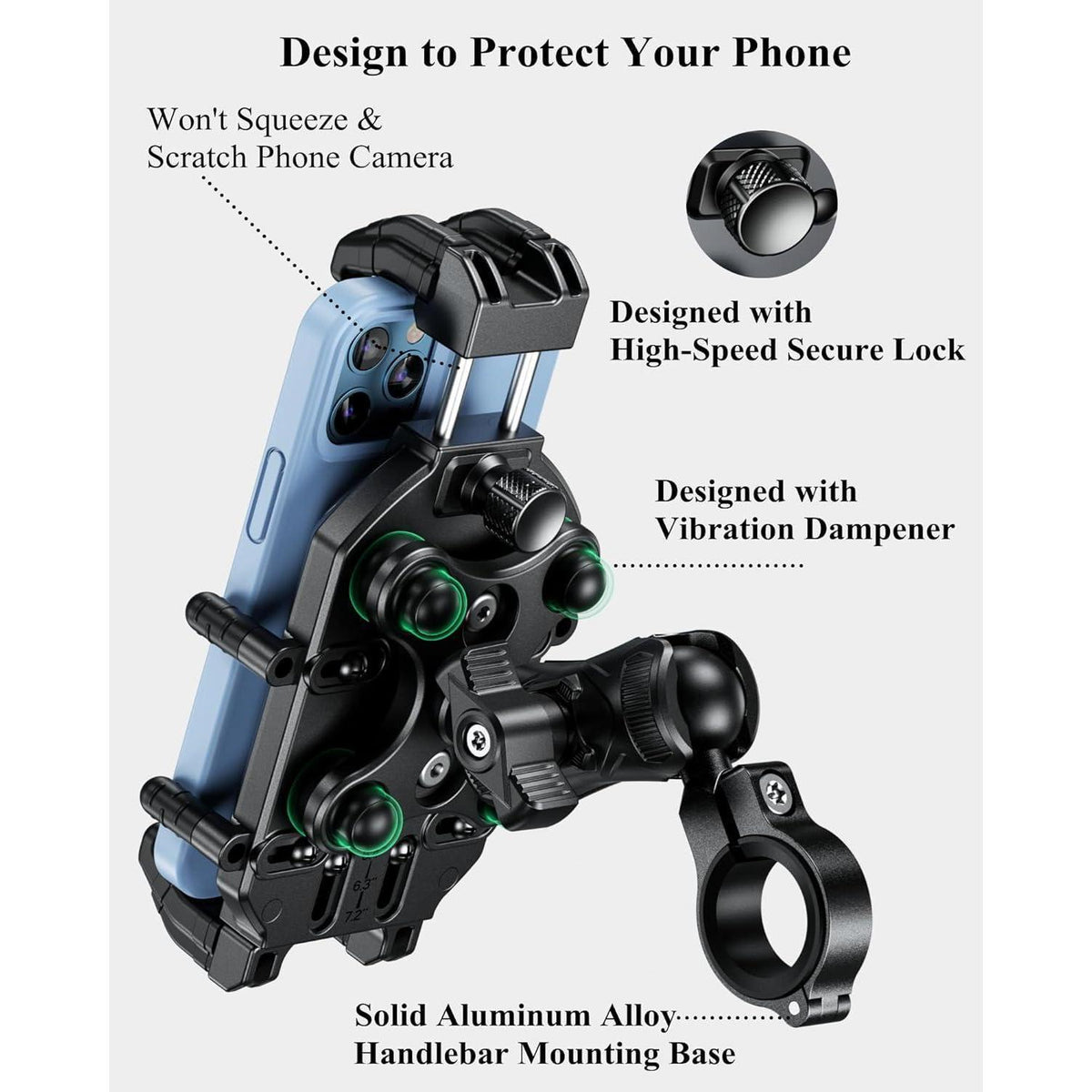 Motorrad Handyhalterung mit Vibrationsdämpfer & Diebstahlschutz