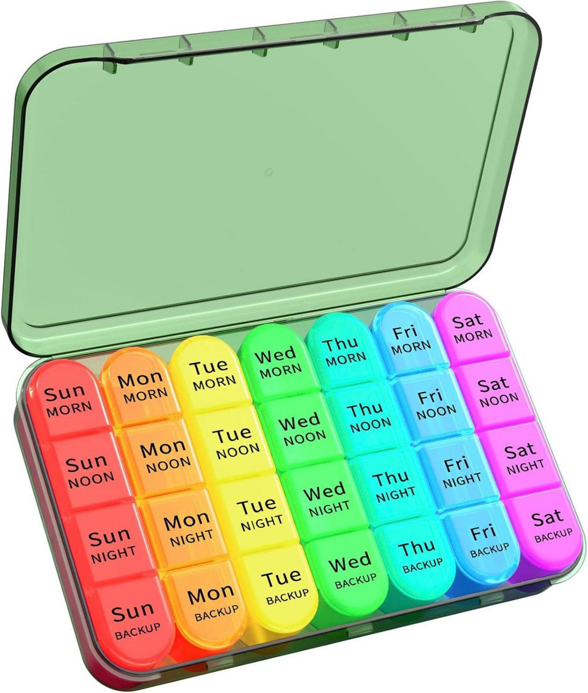 Tablettenbox 7 Tage Pillendose 4 Fächer BPA-frei Olivgrün