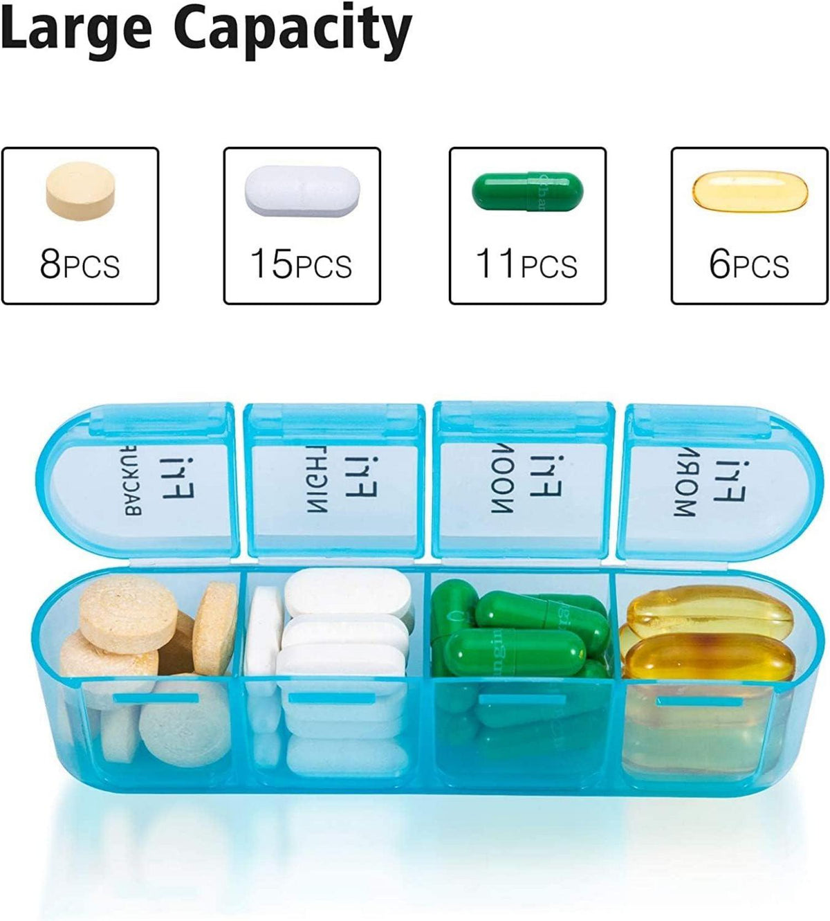 Tablettenbox 7 Tage 4 Fächer BPA-frei Olivgrün