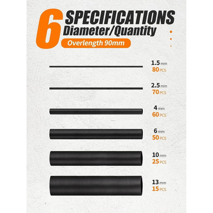 Schrumpfschlauch Set extra lang 300 Stück 90mm wasserdicht 2:1
