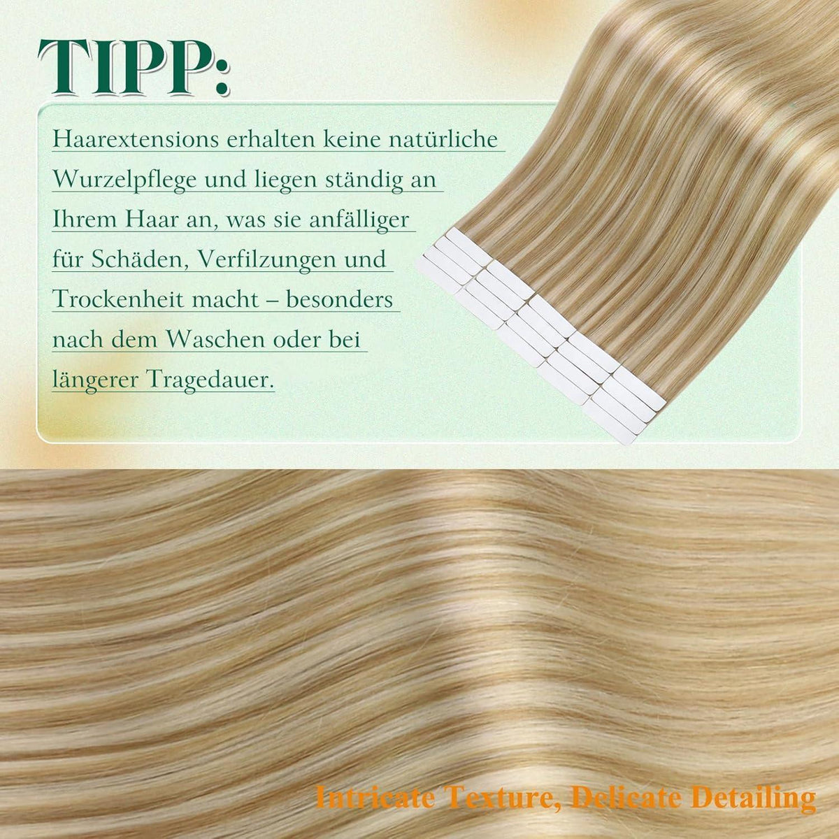 Blond Tape-in Haarverlängerung Echthaar 45cm #27/613