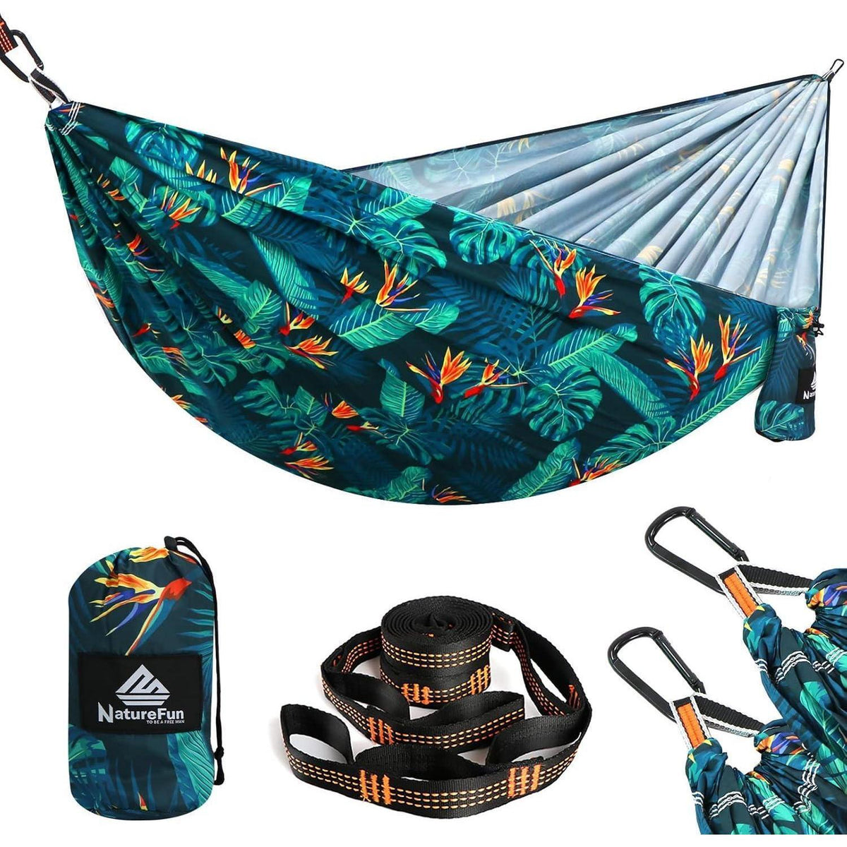Ultraleichte Reise-Hängematte 300kg | 275x140cm Tropische Pflanzen