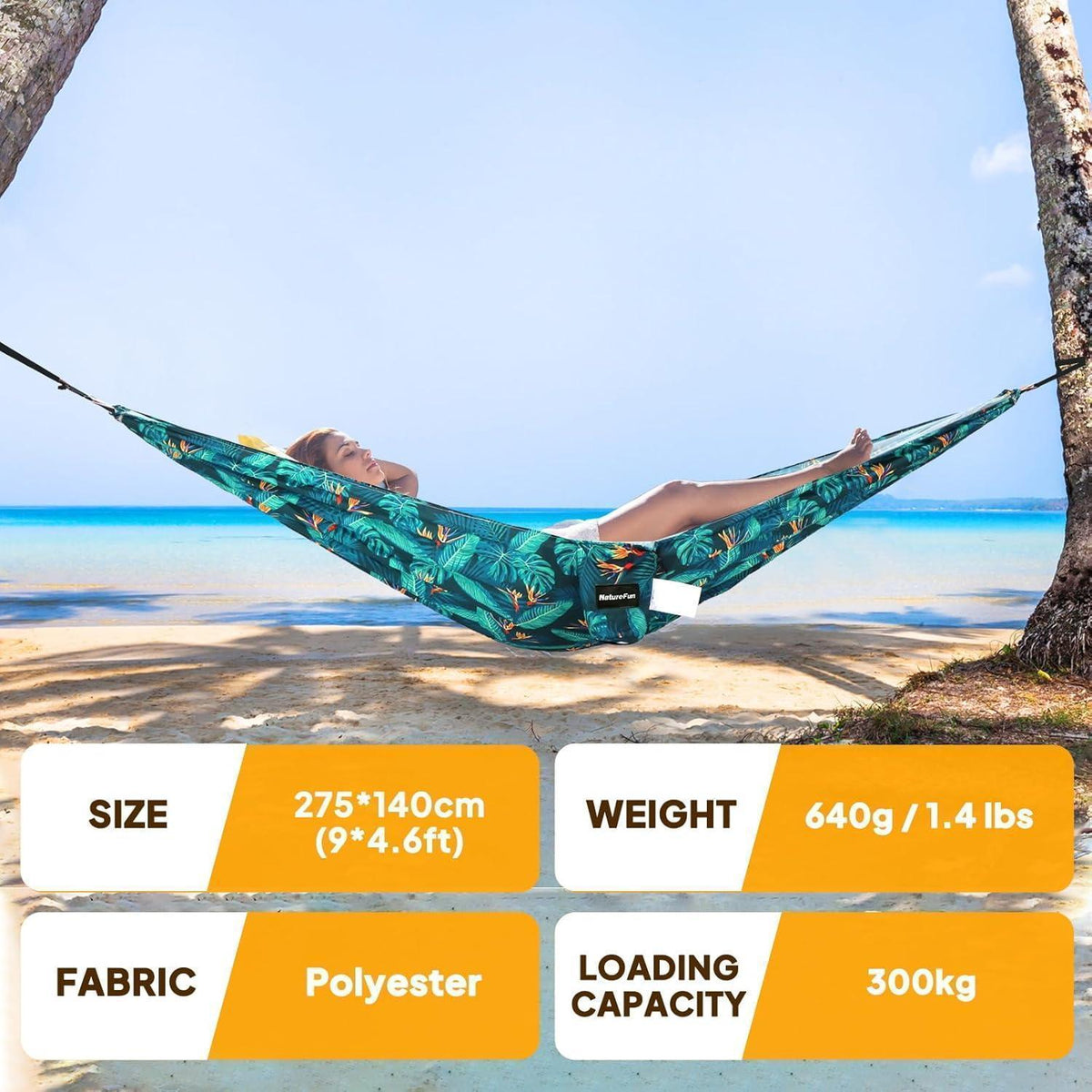 Ultraleichte Reise-Hängematte 300kg | 275x140cm Tropische Pflanzen
