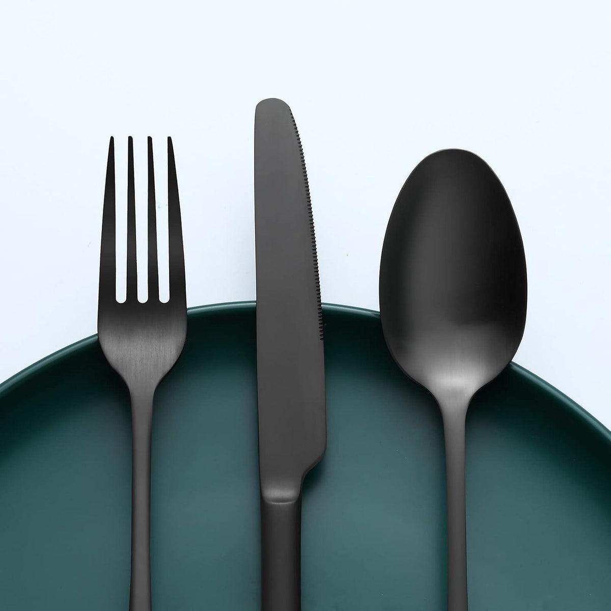 Besteckset 60 Teile für 12 Personen, Edelstahl Schwarz Matt