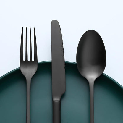 Besteckset 60 Teile für 12 Personen, Edelstahl Schwarz Matt