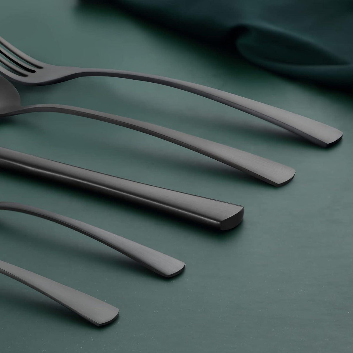 Besteckset 60 Teile für 12 Personen, Edelstahl Schwarz Matt