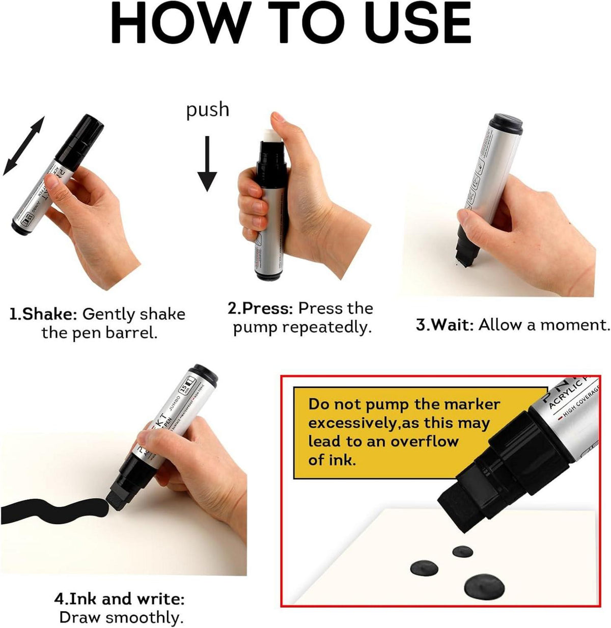 Acryl Marker 3-in-1 Keilspitze 15mm wasserfest 7 Farben Marker Stifte für Steine Holz Window - Weiß Schwarz
