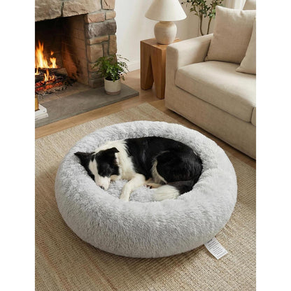 Rundes Donut Hundebett Flauschig Grau 70x70cm