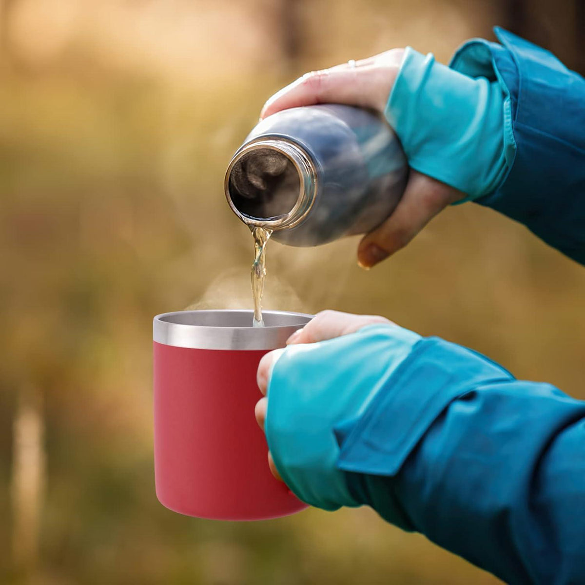 Livole Edelstahl Camping Becher 12oz mit Strohhalm - Vakuum