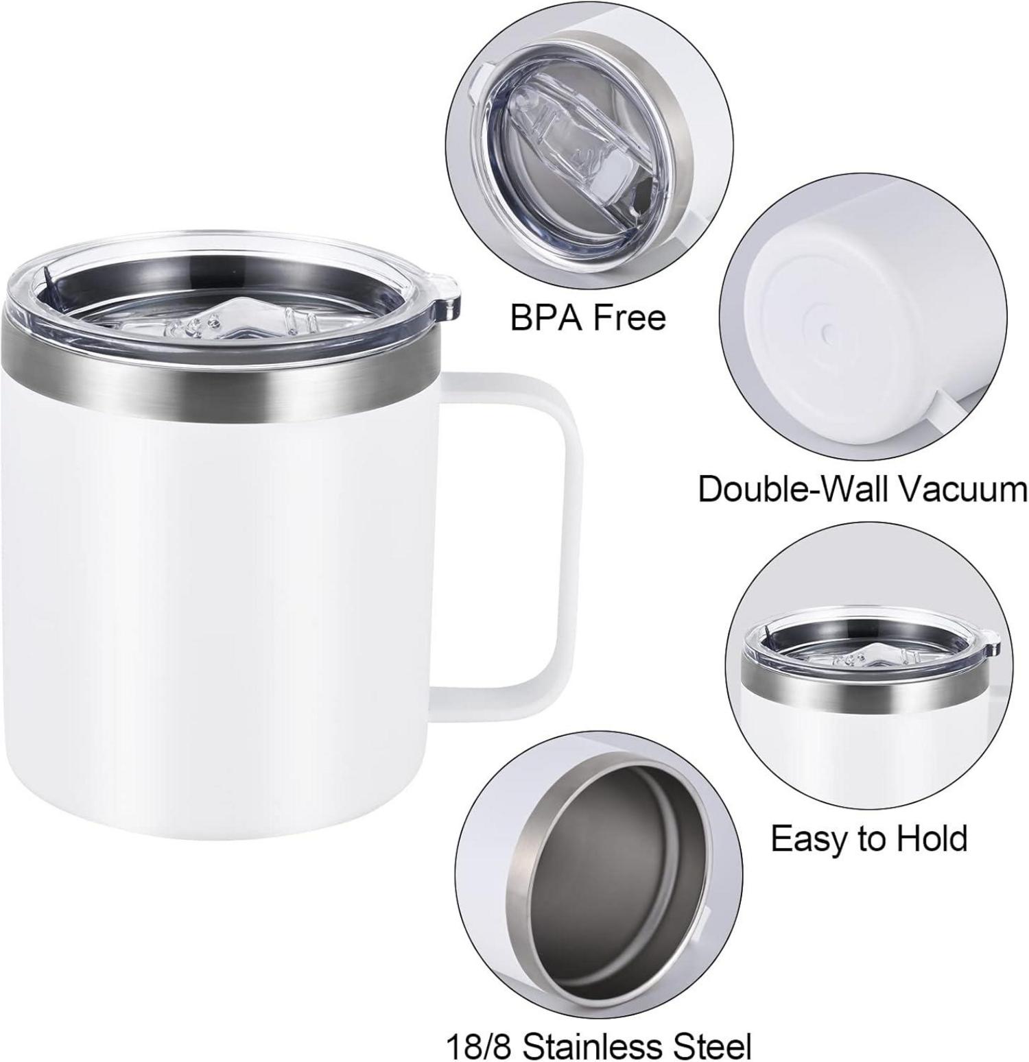 Edelstahl Camping Becher 12oz mit Deckel Strohhalm Thermotasse 350ml
