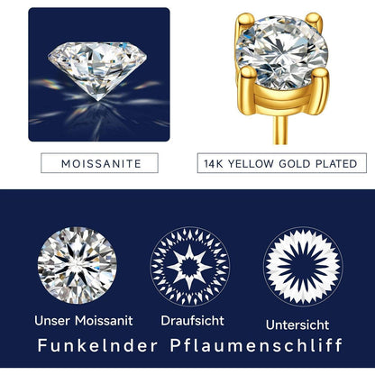 Moissanit Ohrstecker 585 Gold 2 Karat Rosegold Hypoallergen Geschenk Damen