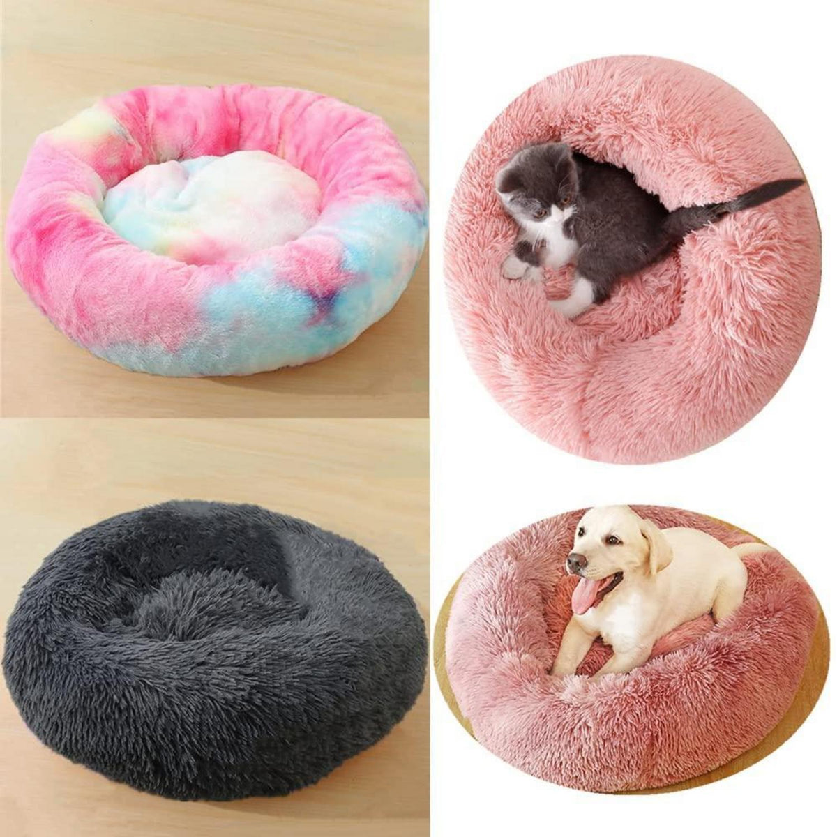 Flauschiges Hundebett Donut – Dunkelgrau, 100cm