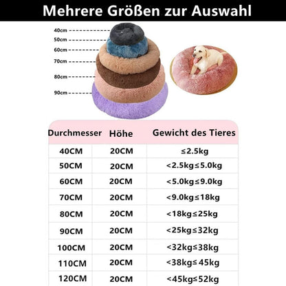 Flauschiges Hundebett Rund 90cm Burgunderrot