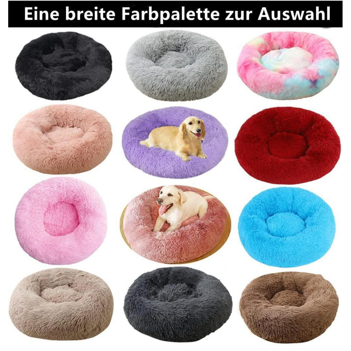 Flauschiges Hundebett Rund 90cm Burgunderrot