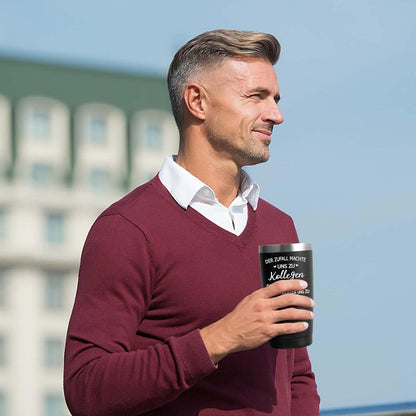 Edelstahl Kaffeebecher 600ml mit Spruch und Vakuumisolierung
