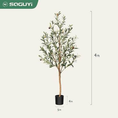Künstlicher Olivenbaum 120cm mit Naturholzstamm und