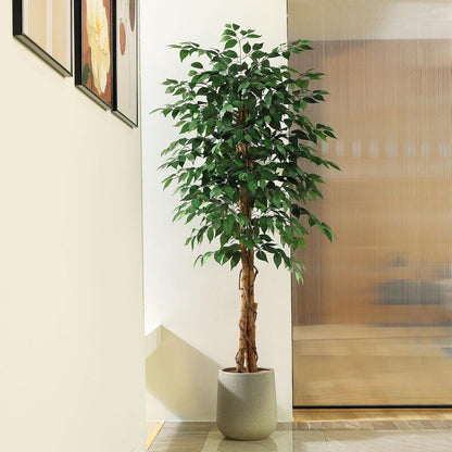 Kunstpflanze Ficusbaum 180 cm Groß Naturholz Stamm Innen Außen Büro Zuhause