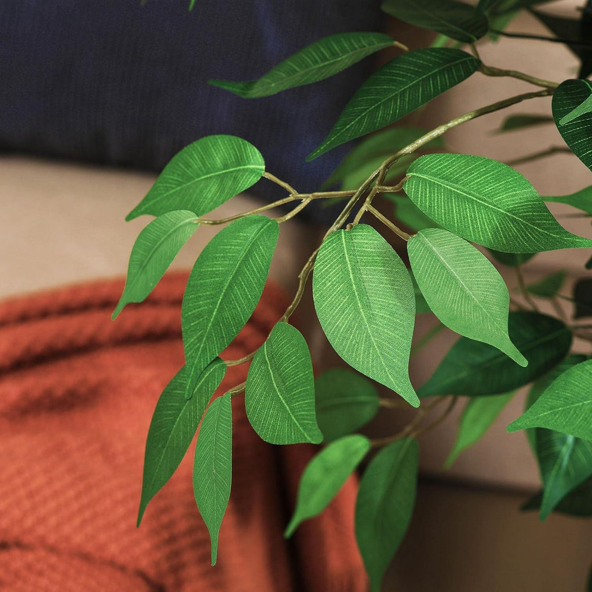 Künstliche Ficusbaum 120 cm mit Naturholzstamm - Große Kunstpflanze für Büro & Zuhause