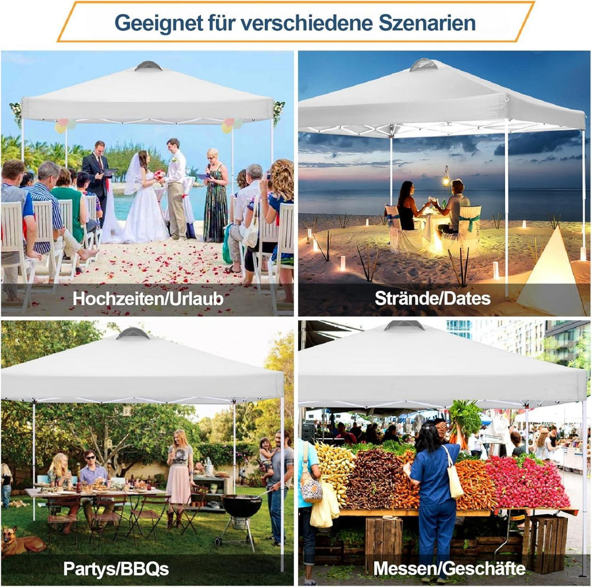 COBIZI Faltpavillon 3x3 Wasserdicht UV-Schutz 50+ Stabil mit 4
