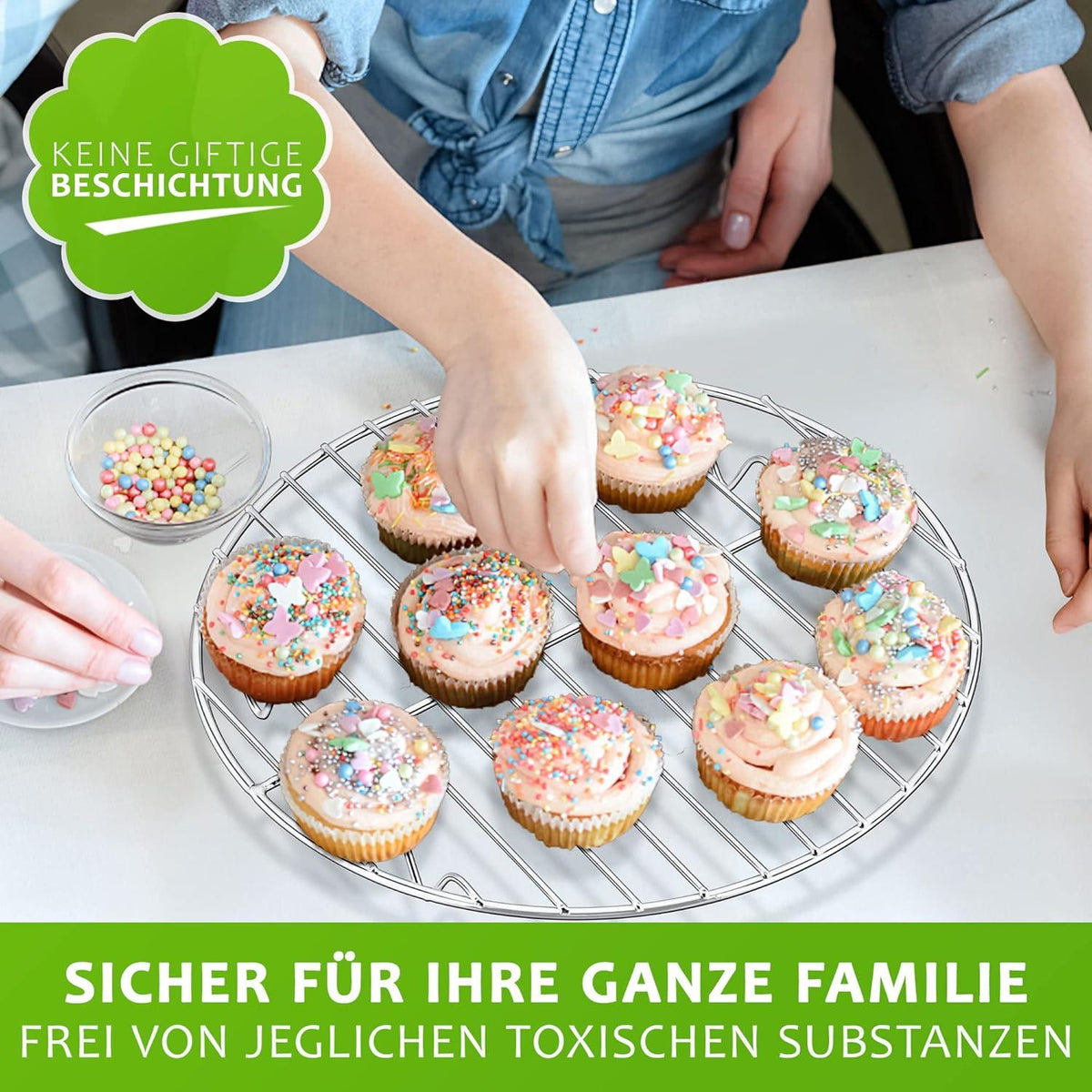 Abkühlgitter Set Edelstahl Kuchenbackgitter Rund 27cm Silber