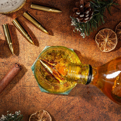 Männergeschenk Whiskey Steine Set in Patronenform mit Glas
