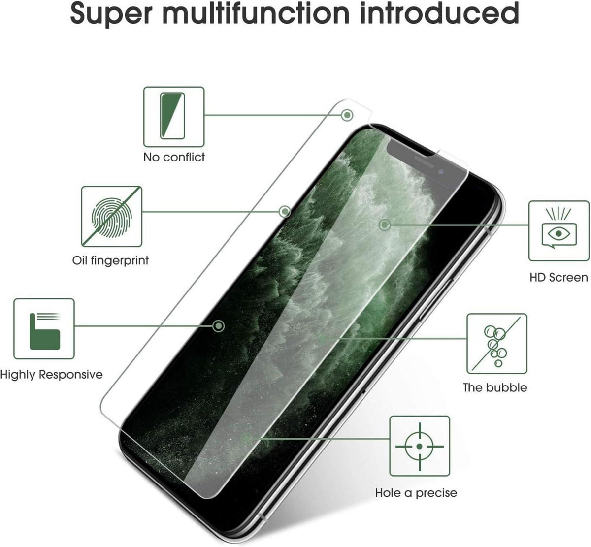 Panzer Schutz Glas iPhone 11 Pro X XS 9H HD-Klar 2er Set