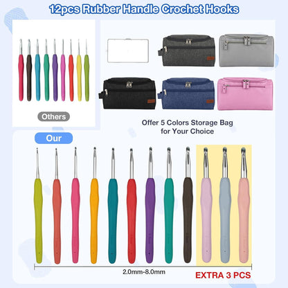 Häkelnadel Set 90 Stück Häkelset 15Pcsx25g 2mm-8mm Ergonomische