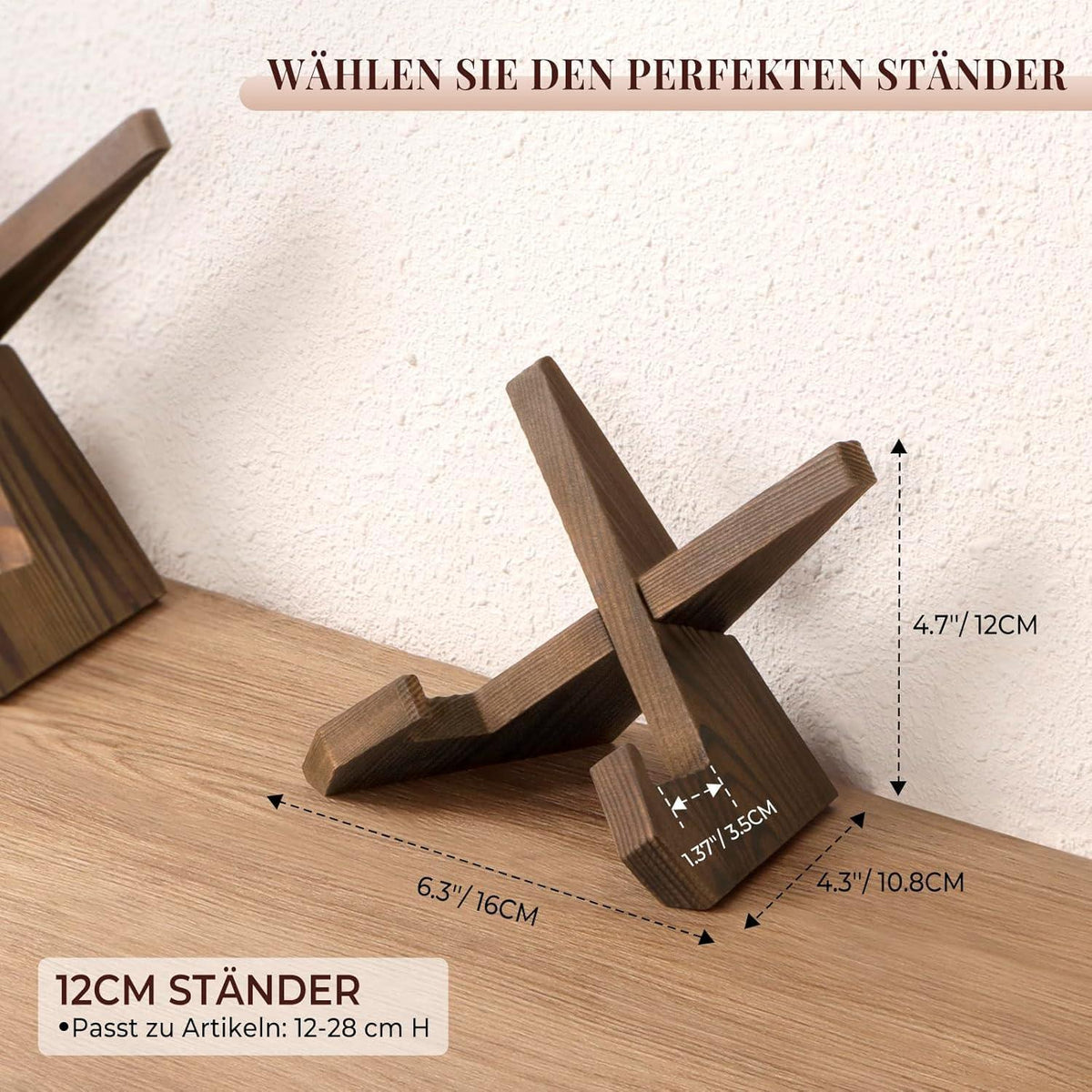 Holz Tellerständer 12 cm – Deko Tischaufsteller für Teller & Bilder