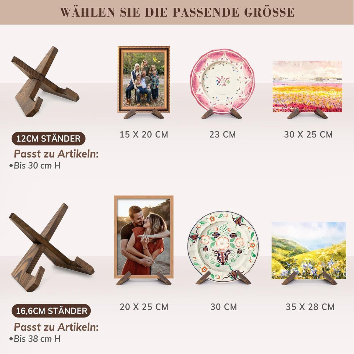 Holz Tellerständer 12 cm – Deko Tischaufsteller für Teller & Bilder