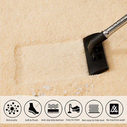 Hochflor Teppich Beige 160x230cm Wohnzimmer Schlafzimmer Flauschig Waschbar