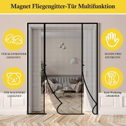 Magnet Fliegengitter Tür 160x230cm Katzen Sicher Schwarz