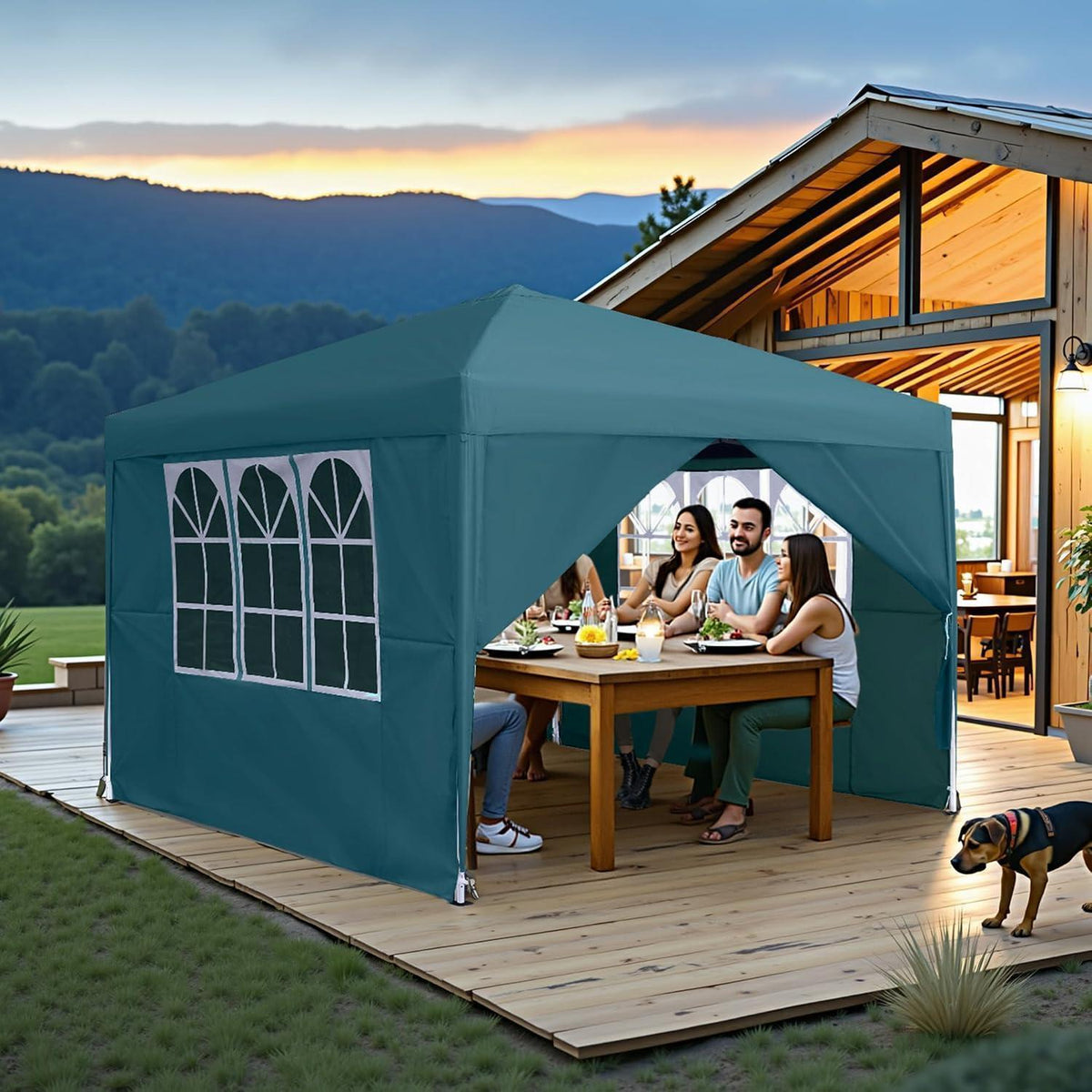 3x3m Gartenpavillon wasserdicht mit Seitenteilen