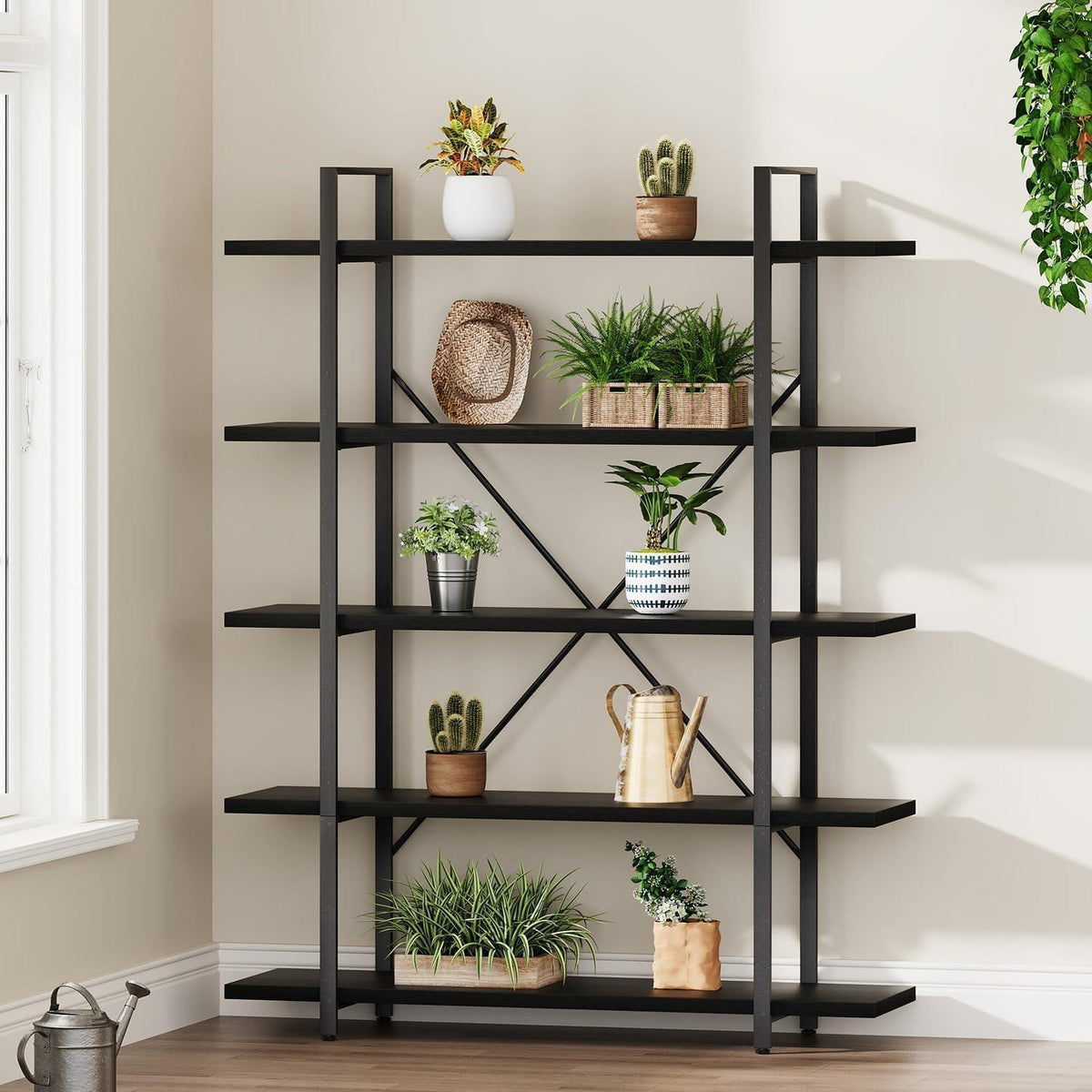 Industrielles Bücherregal 5 Ebenen Schwarz – Modernes Standregal