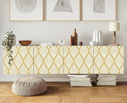 Selbstklebende Tapete Gold Weiß Geometrisches Muster 44cmX300cm