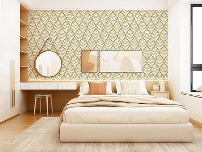 Selbstklebende Tapete Gold Weiß Geometrisch 0.4W x 3L m