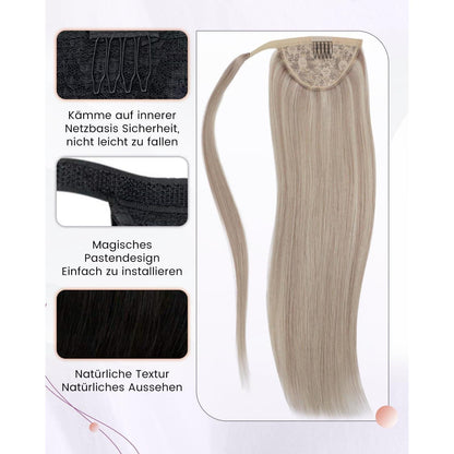 Blond Echthaar Zopf Extension 50cm – Aschblond Highlight